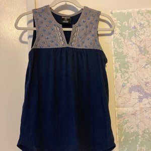 Sherpa embroidered blue tank top - S